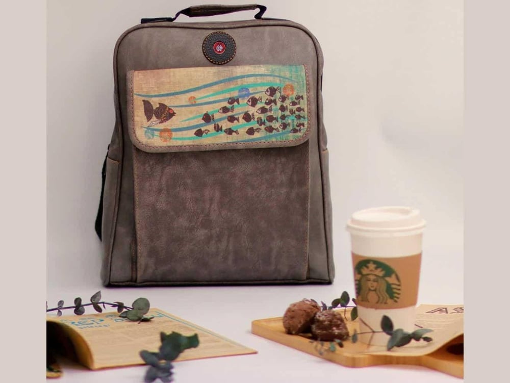 Karabalık  Figürlü Unisex Canta Hem Sırt Hem Capraz Hem Elde Etnik Bohem Style - GRİ