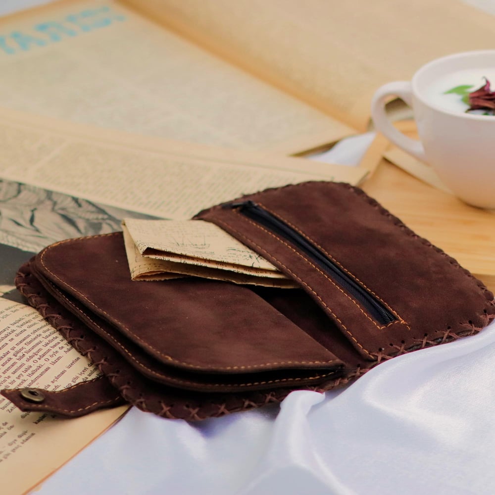 Karamık Figürlü Büyük Cüzdan Etnik Bohem Retro Vintage Style - ANTRASİT