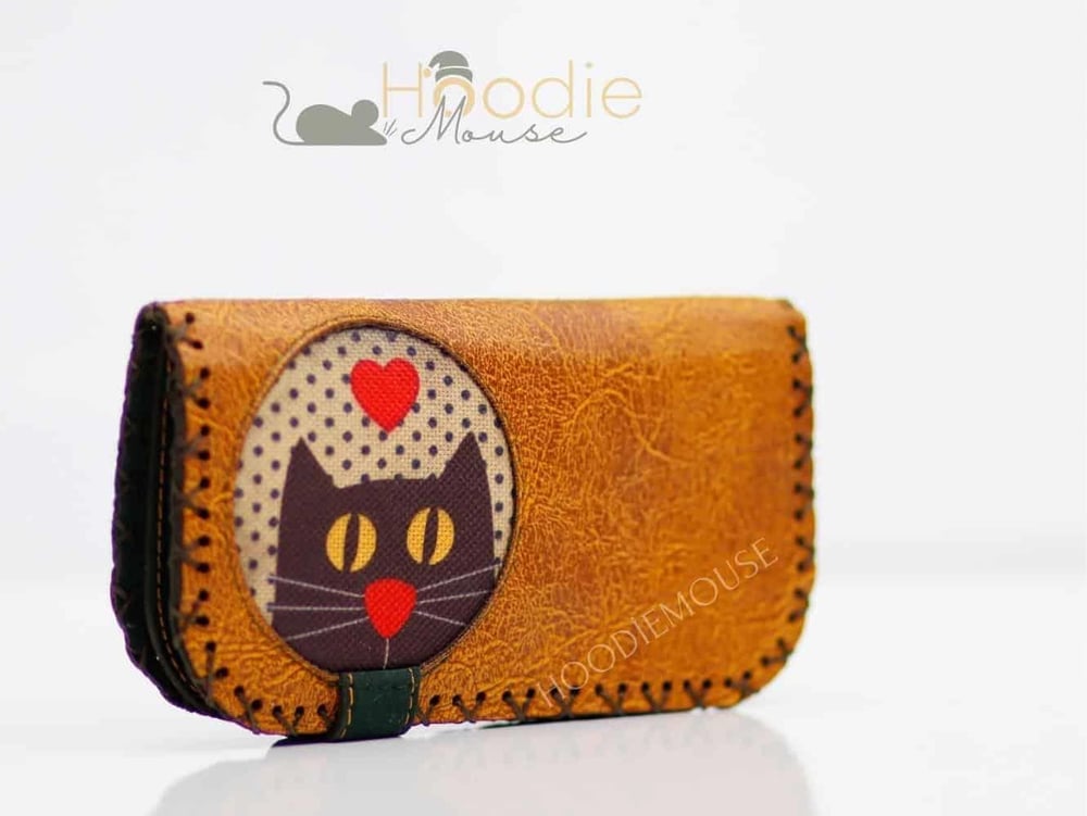 Kedi Aşkı Figürlü Büyük Cüzdan Etnik Bohem Retro Vintage Style - HARDAL