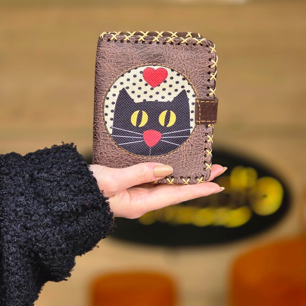 Kedi Askı Figürlü Küçük Cüzdan Etnik Bohem Retro Style - Kahve