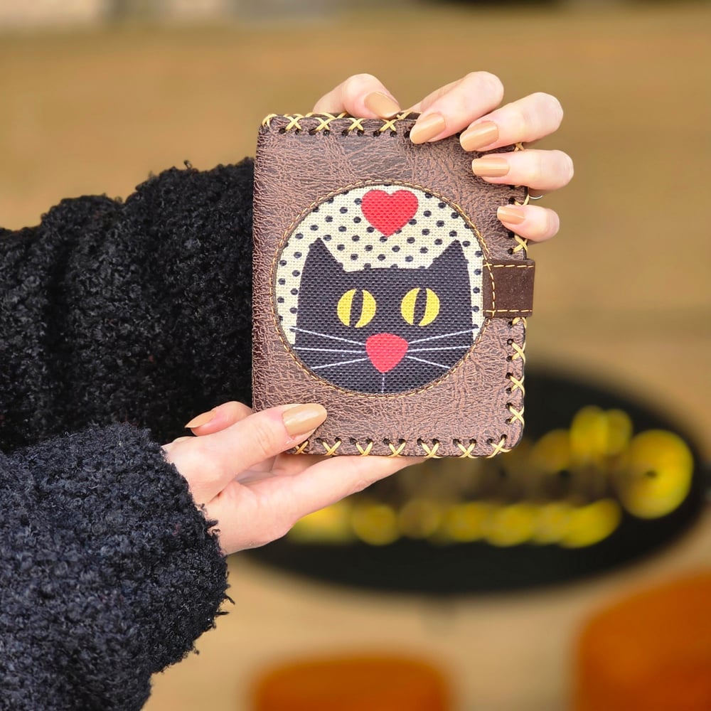 Kedi Askı Figürlü Küçük Cüzdan Etnik Bohem Retro Style - Kahve
