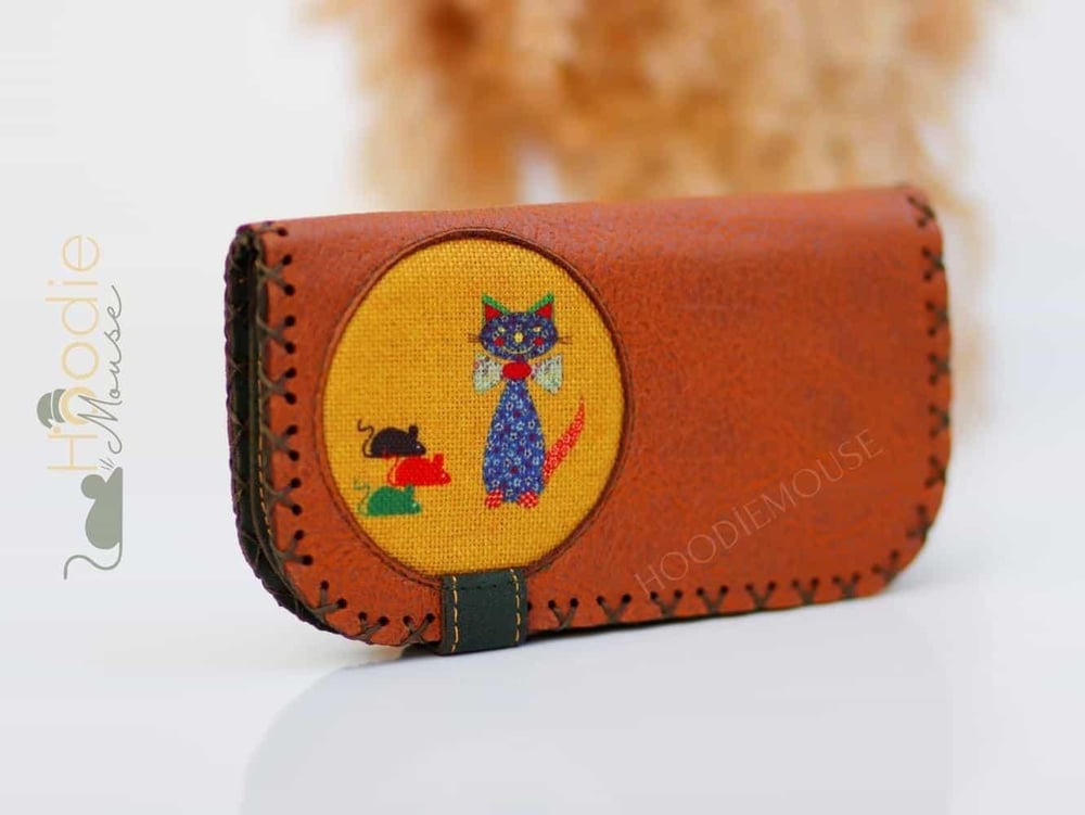 Kedi Fare Figürlü Büyük Cüzdan Etnik Bohem Retro Vintage Style - TABA