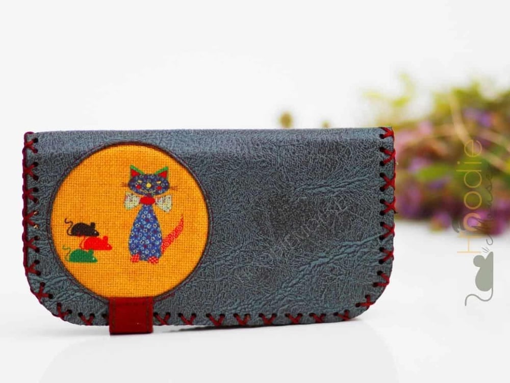 Kedi Fare Figürlü Büyük Cüzdan Etnik Bohem Retro Vintage Style - PETROL