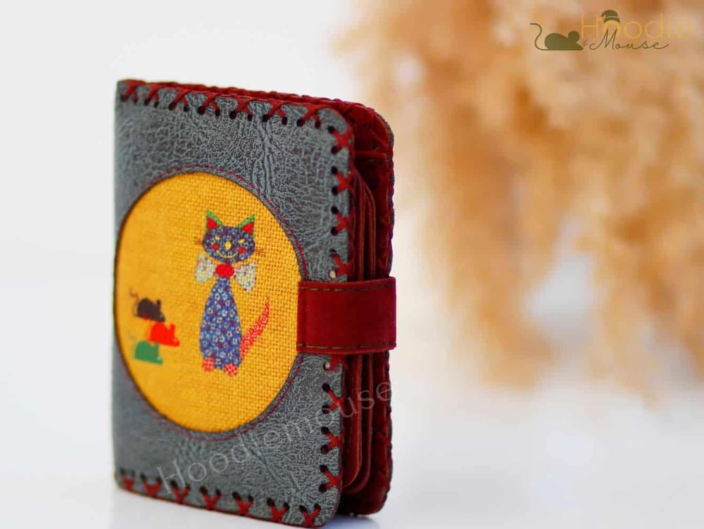 Kedi Fare Figürlü Küçük Cüzdan Etnik Bohem Retro Style - Petrol