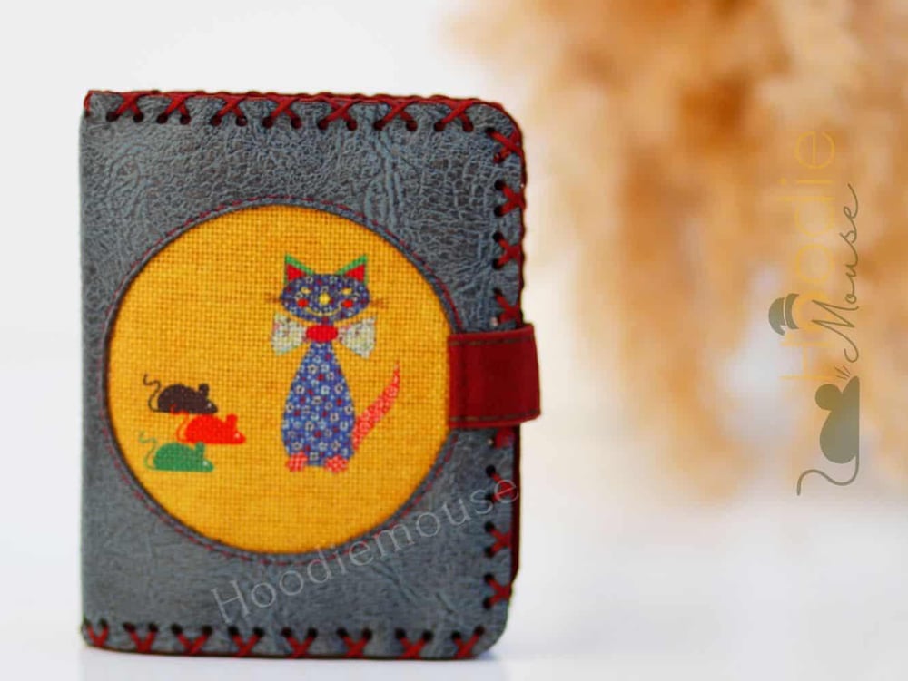 Kedi Fare Figürlü Küçük Cüzdan Etnik Bohem Retro Style - Petrol