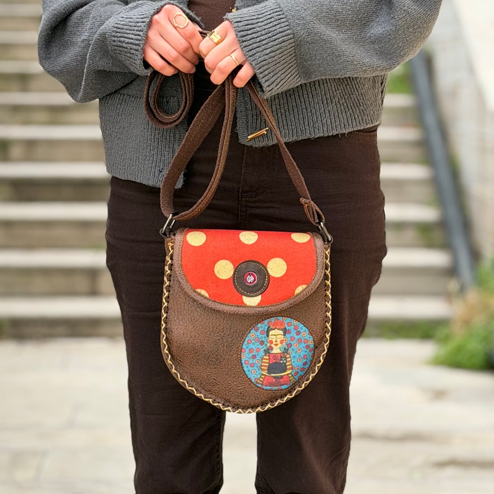 Klasik Frida Çapraz Örgülü Kol Çantası Etnik Bohem Style - KAHVE