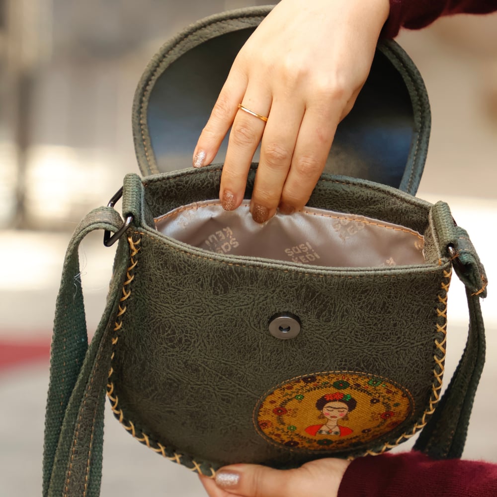 Klasik Frida Çapraz Örgülü Kol Çantası Etnik Bohem Style - Yesil