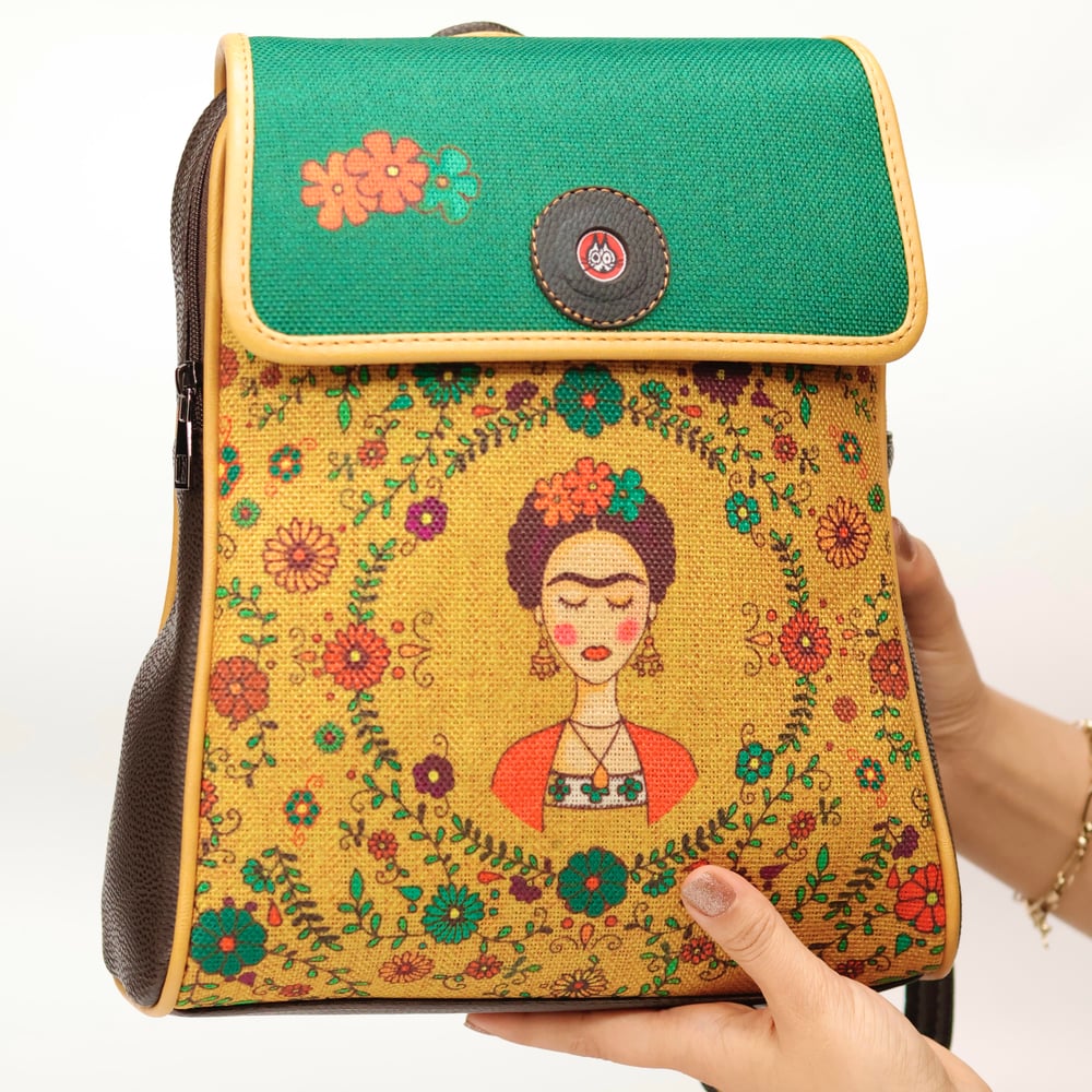 Klasik Frida Figürlü Kapaklı Sırt Çantası Etnik Bohem Style - KAHVERENGİ