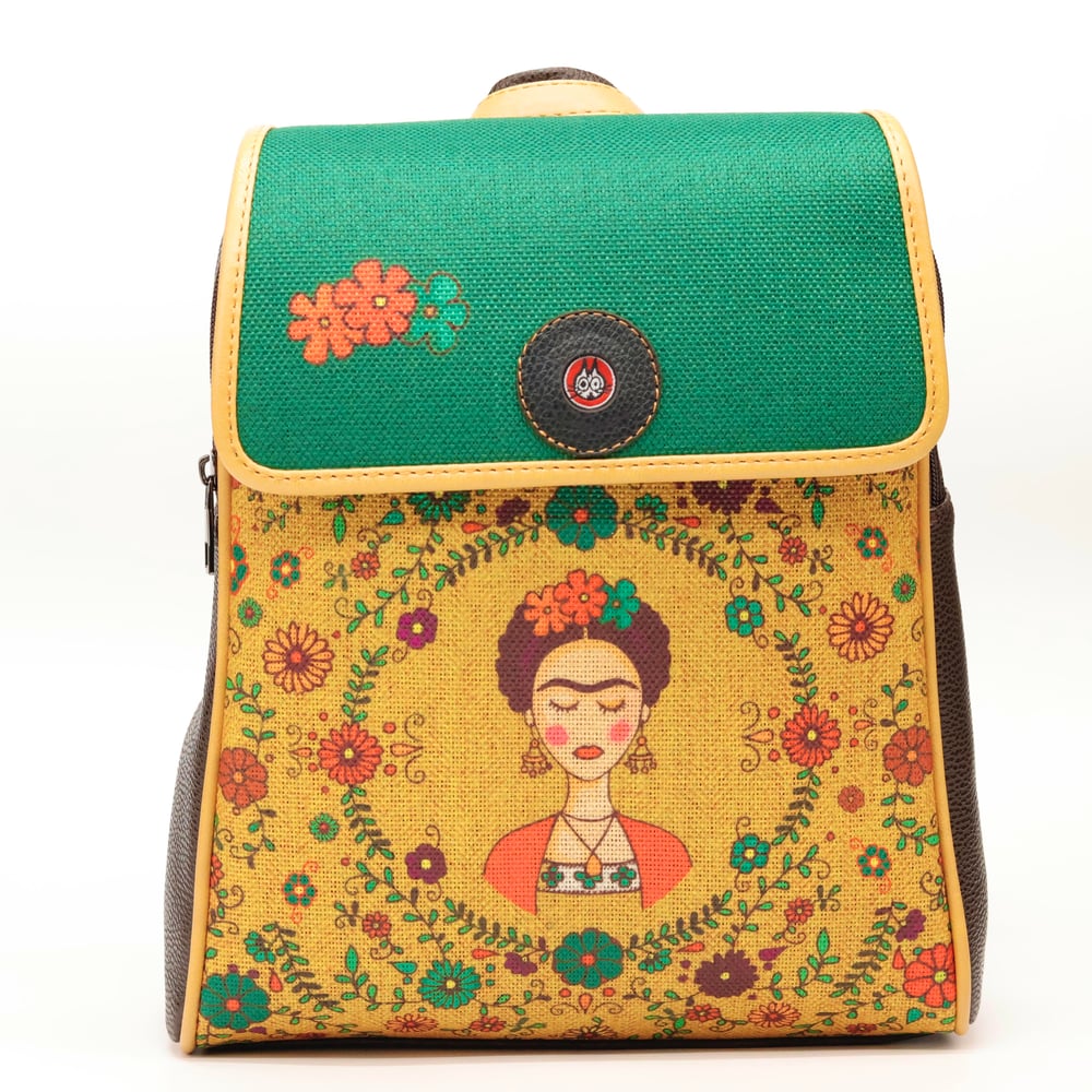 Klasik Frida Figürlü Kapaklı Sırt Çantası Etnik Bohem Style - KAHVERENGİ