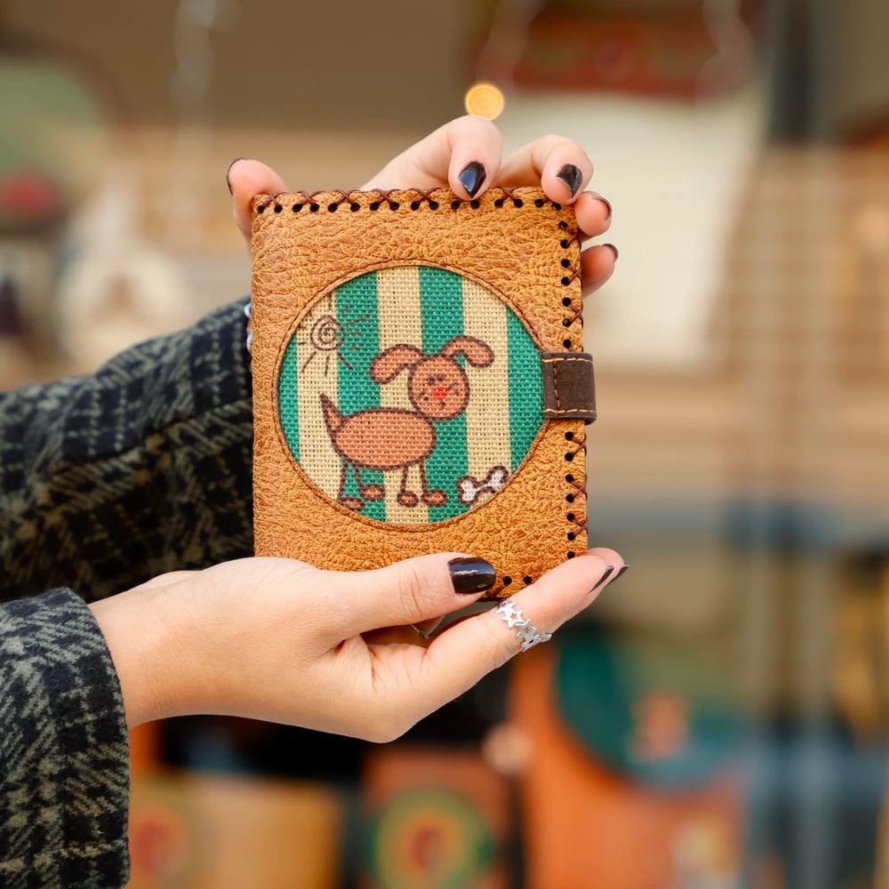 Köpek Kemik Figürlü Küçük Cüzdan Etnik Bohem Retro Style - Hardal