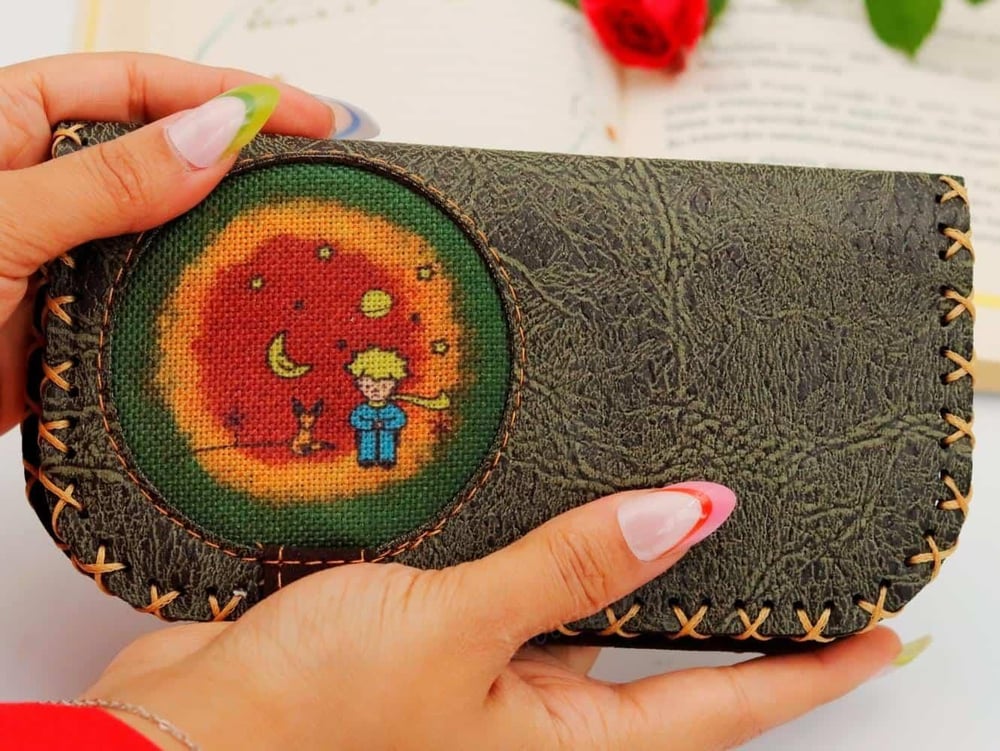 Küçük Prens Figürlü Büyük Cüzdan Etnik Bohem Retro Vintage Style - YESİL