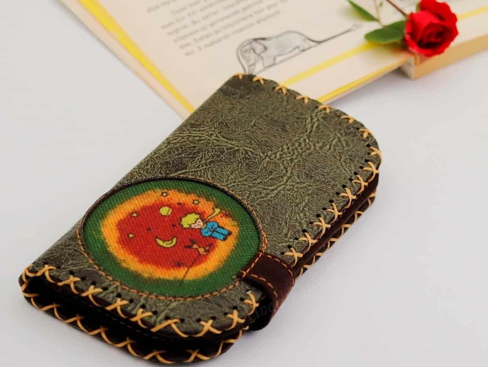 Küçük Prens Figürlü Büyük Cüzdan Etnik Bohem Retro Vintage Style - YESİL
