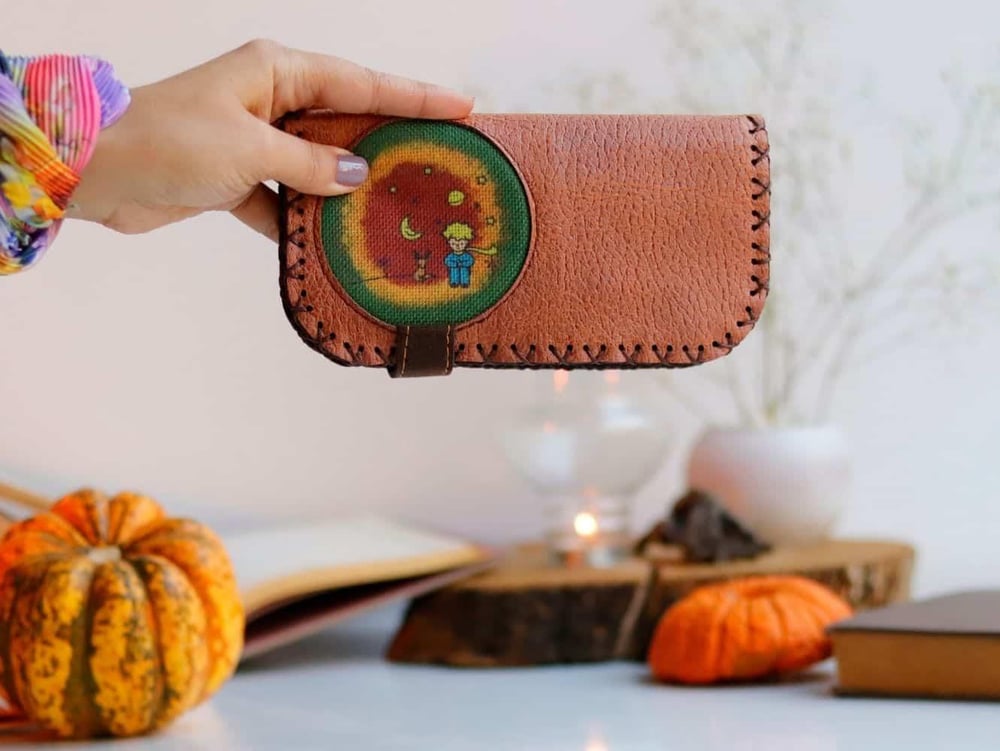 Küçük Prens Figürlü Büyük Cüzdan Etnik Bohem Retro Vintage Style - TABA