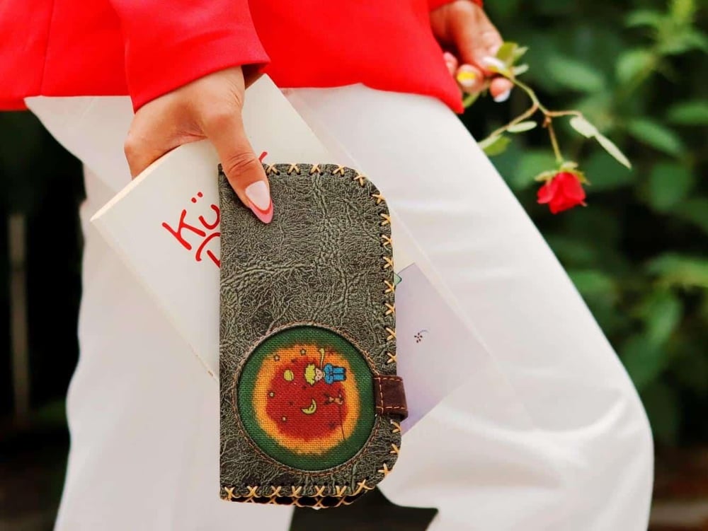 Küçük Prens Figürlü Büyük Cüzdan Etnik Bohem Retro Vintage Style - YESİL
