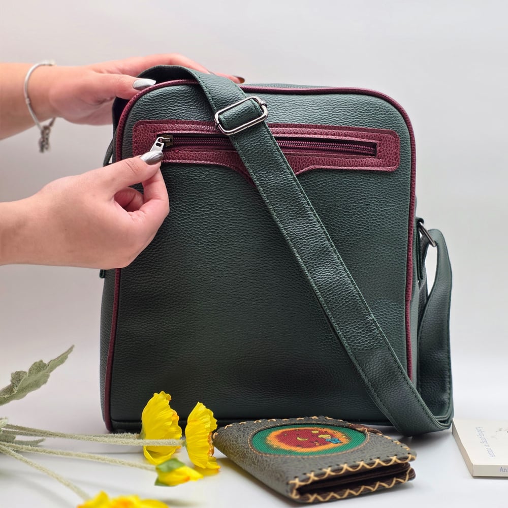 Küçük Prens Figürlü Büyük Postacı Kol Çantası Yesil, EKüçük Cüzdan Yesil Etnik Bohem Style KOMBİN