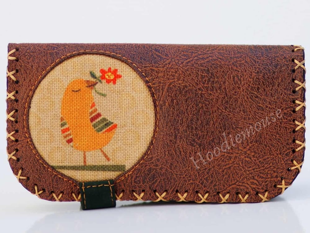 Kuş Figürlü Büyük Cüzdan Etnik Bohem Retro Vintage Style - KAHVERENGİ
