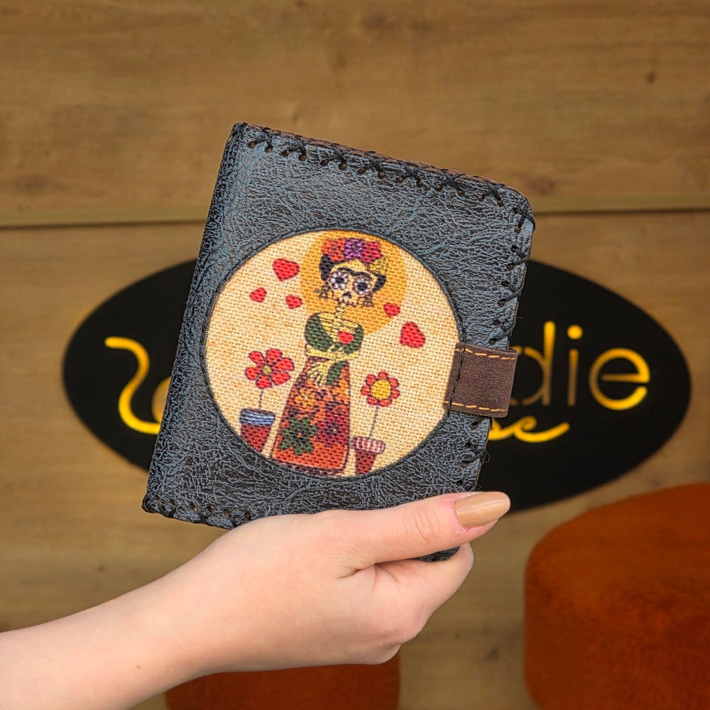 Mexican F. Kahlo Figürlü Küçük Cüzdan Etnik Bohem Retro Style - Petrol