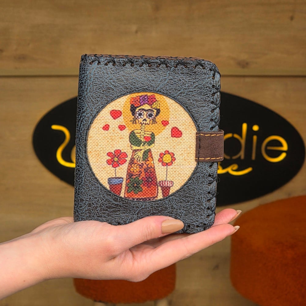 Mexican F. Kahlo Figürlü Küçük Cüzdan Etnik Bohem Retro Style - Petrol