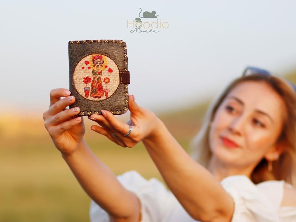 Mexican F. Kahlo Figürlü Küçük Cüzdan Etnik Bohem Retro Style - Yesil