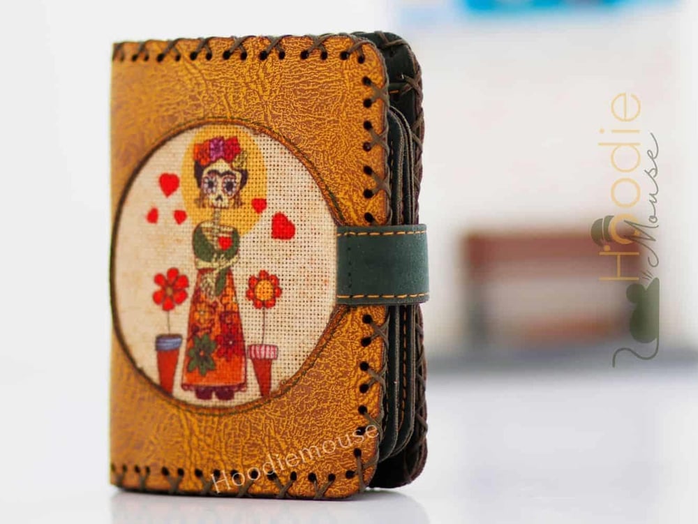 Mexican F. Kahlo Figürlü Küçük Cüzdan Etnik Bohem Retro Style - Hardal