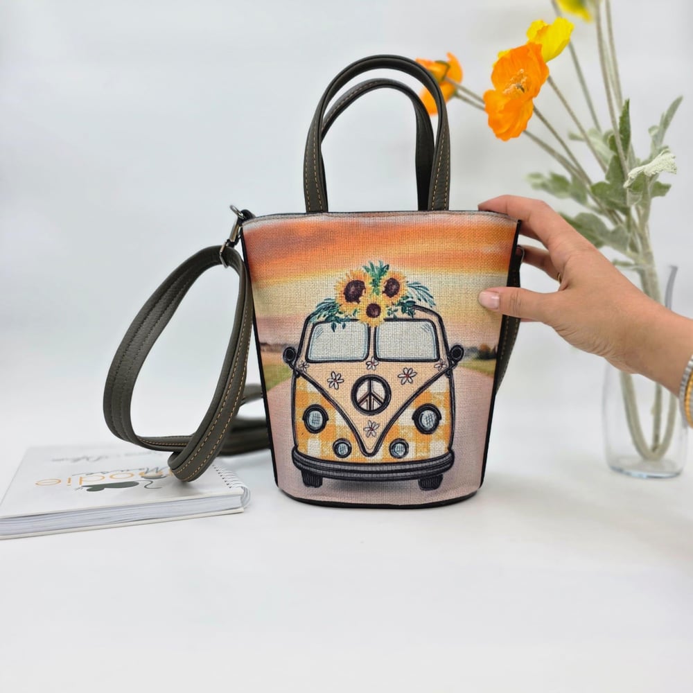 Vosvos Figürlü Kova Model Çanta Etnik Bohem Style - YESİL