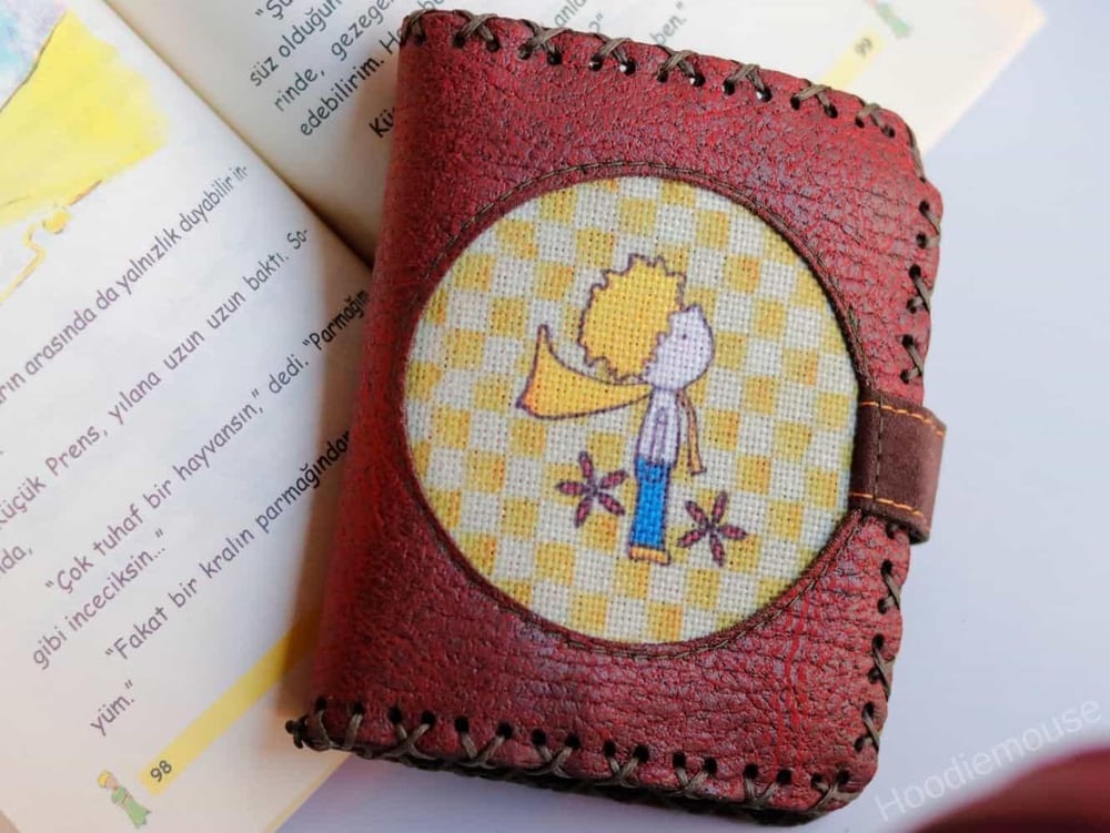Y. Küçük Prens Figürlü Küçük Cüzdan Etnik Bohem Retro Style - Bordo