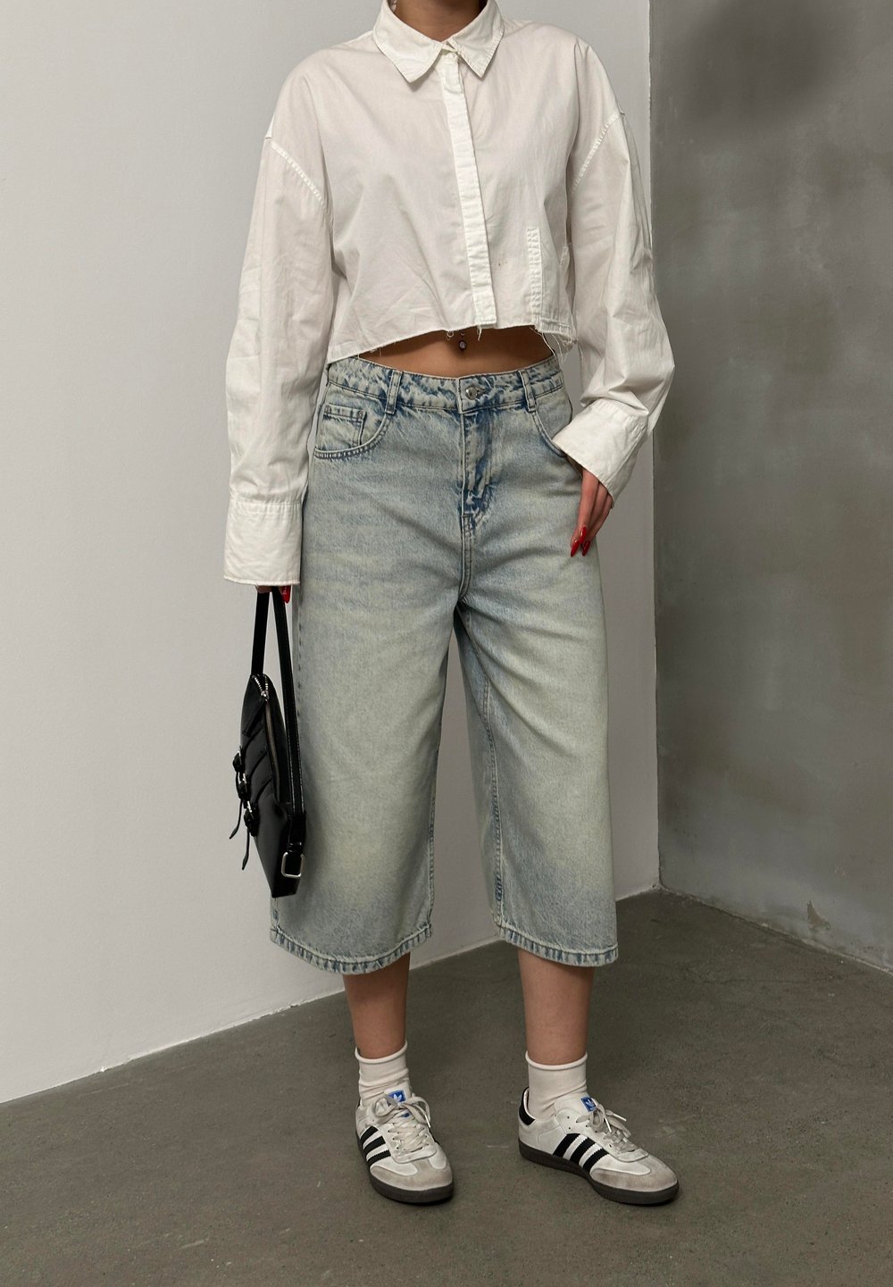 LACARINOKadın Baggy Model Yeşil Tint Bermuda Jean 