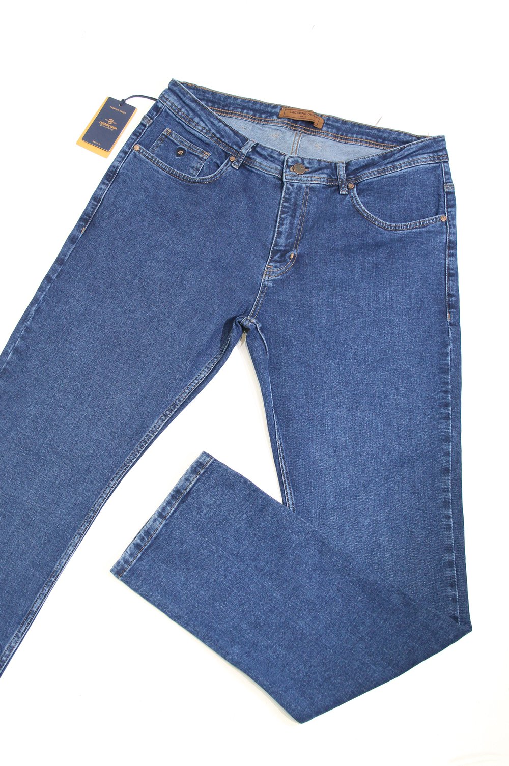 LACARINOYüksek Bel Battal Kesim Boru Paça Ocean Blue Erkek Jean Pantolon