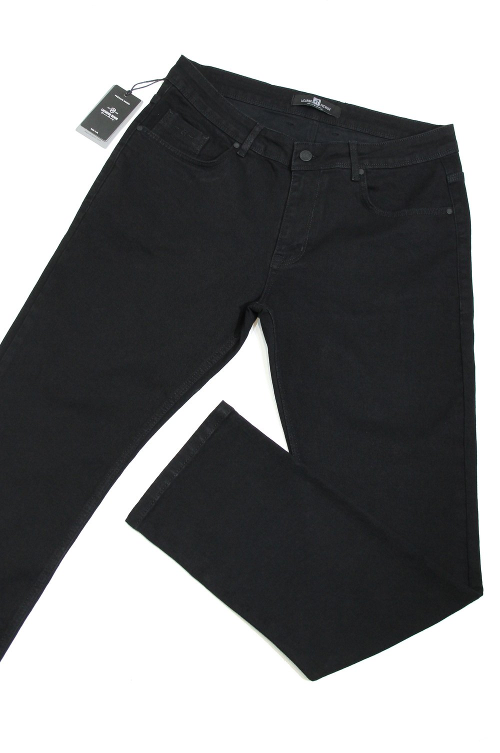 LACARINOYüksek Bel Battal Kesim Boru Paça Black Erkek Jean Pantolon