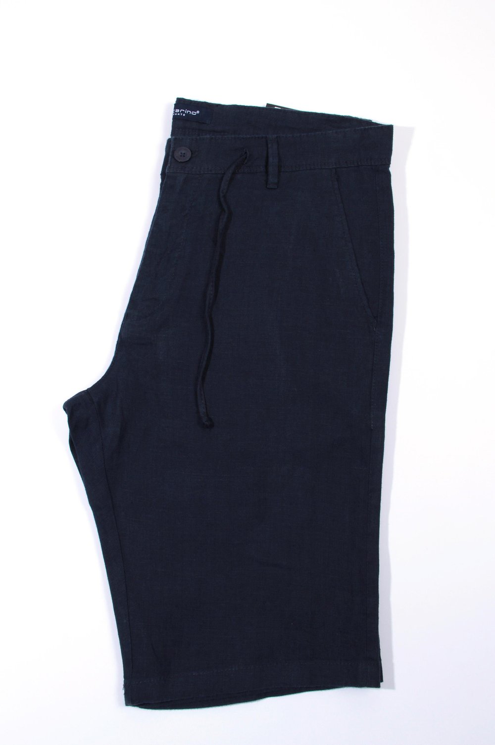 LACARINOİp Detaylı Arka Cep Düğmeli Koyu Lacivert Erkek Keten Capri