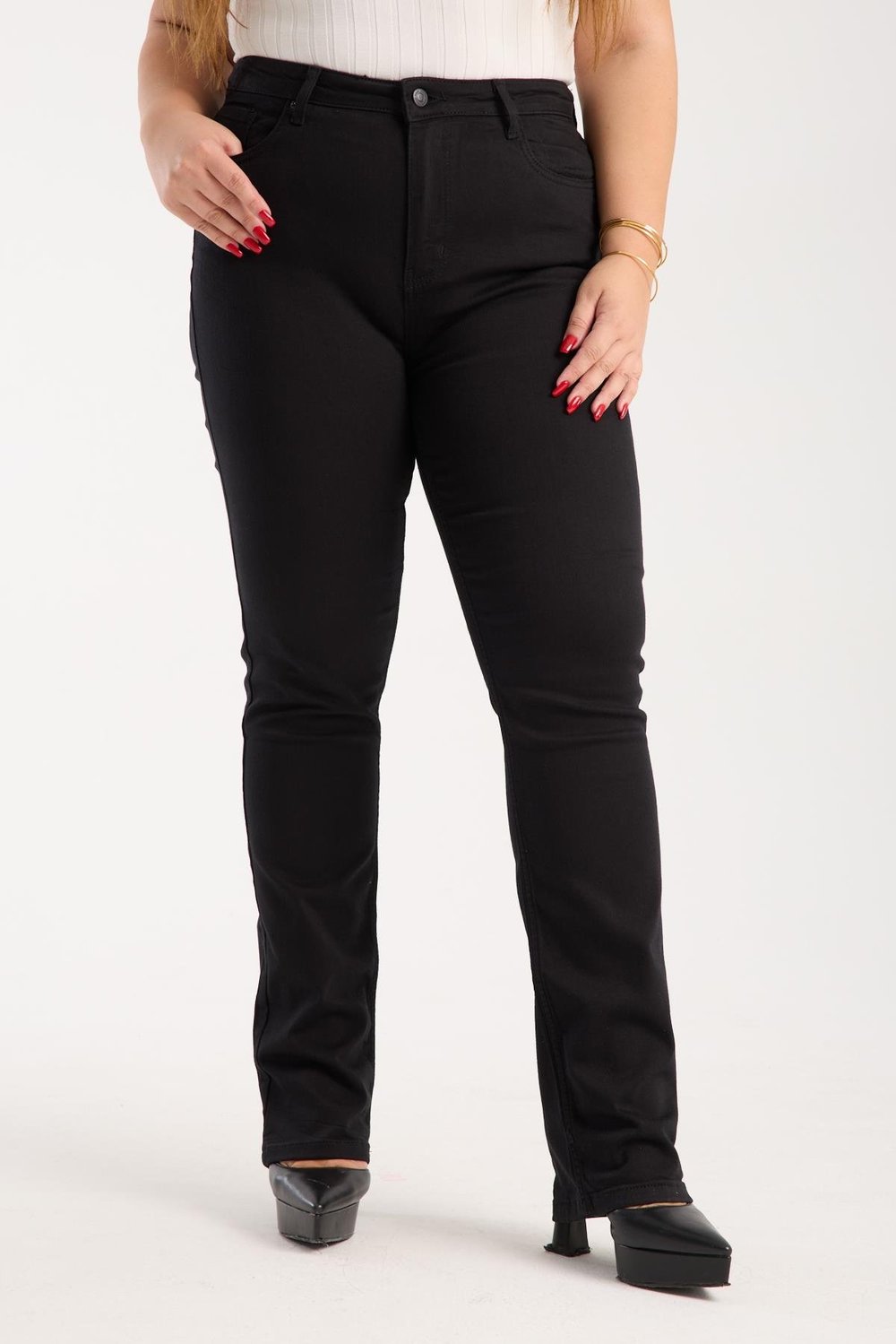 LACARINOYüksek Bel Klasik Kesim Black Battal Jean Pantolon