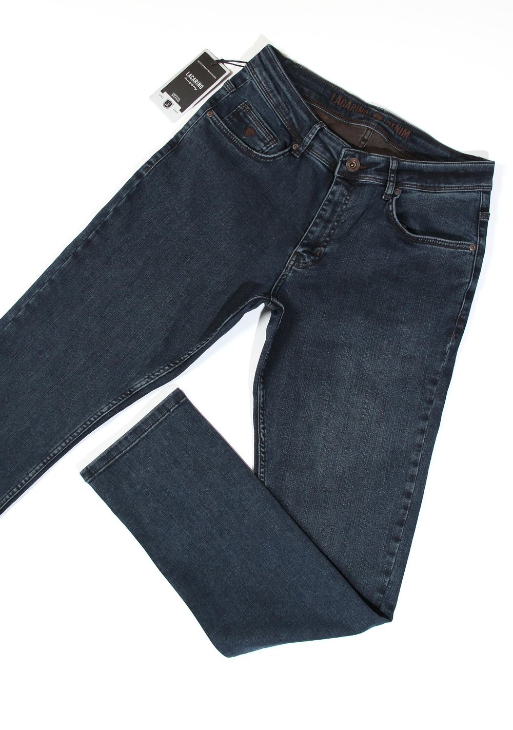 LACARINOErkek Yüksek Bel Yarım Boru Paça Od Kahve Jean Pantolon