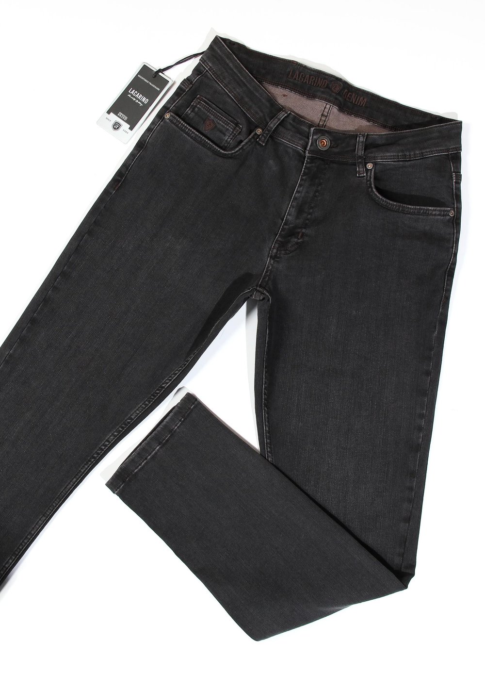 LACARINOErkek Yüksek Bel Yarım Boru Paça Black Brown Jean Pantolon