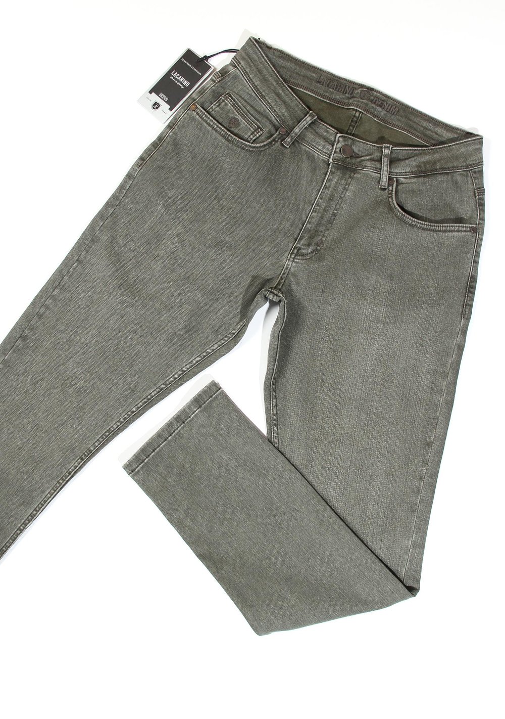 LACARINOErkek Yüksek Bel Yarım Boru Paça Haki Jean Pantolon