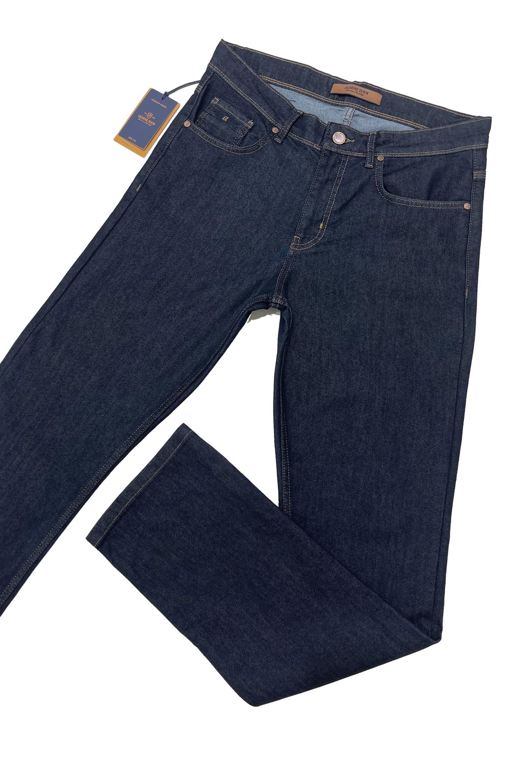 LACARINOErkek Yüksek Bel Yarım Boru Paça Navy Blue Jean Pantolon