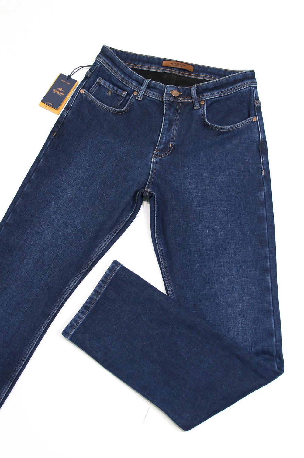 LACARINOYüksek Bel Boru Paça İç Şardonlu Ocean Blue Erkek Jean Pantolon