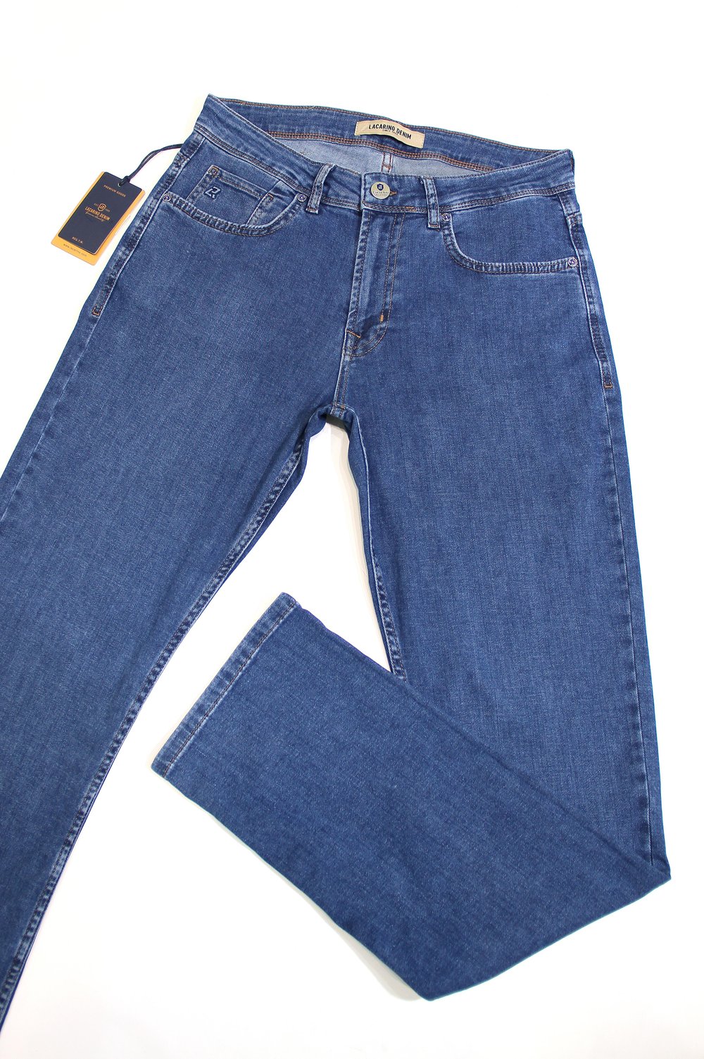 LACARINOYüksek Bel Boru Paça Blue Erkek Jean Pantolon