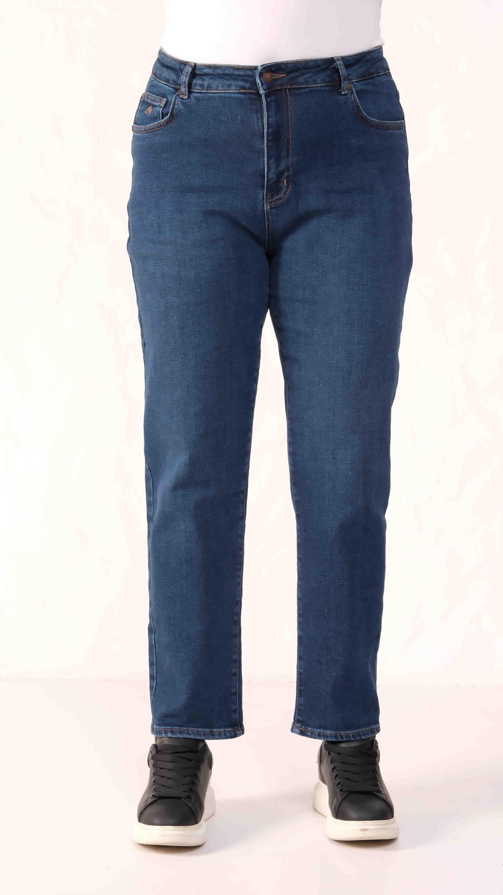 LACARINOYüksek Bel Dar Paça Battal Kesim Dark Blue Jean Pantolon