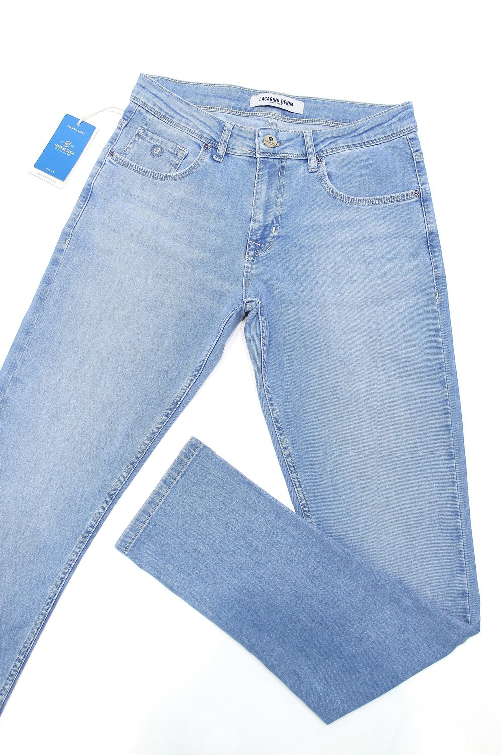 LACARINOYüksek Bel Dar Paça Ice Blue Erkek Jean Pantolon 