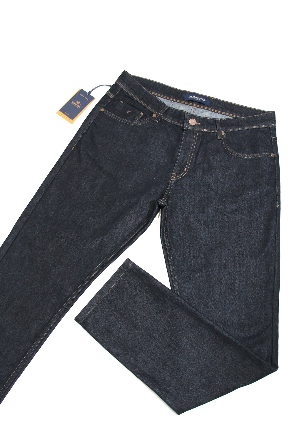 LACARINOYüksek Bel Battal Kesim Boru Paça Navy Blue Erkek Jean Pantolon