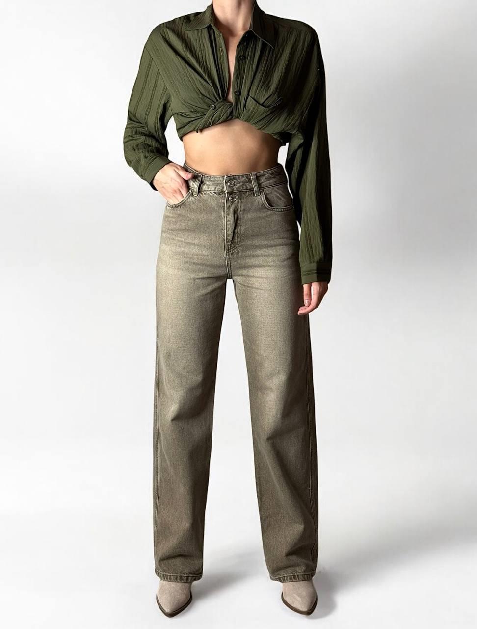 LACARINOYüksek Bel Normal Kalıp Od Antrasit Jean Pantolon