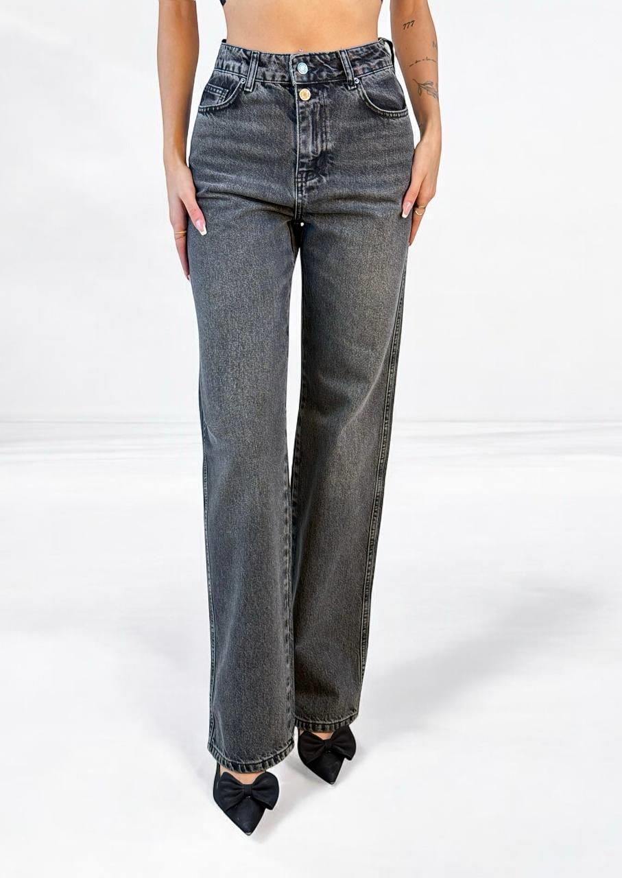 LACARINOYüksek Bel Normal Kalıp Onyx Black Jean Pantolon