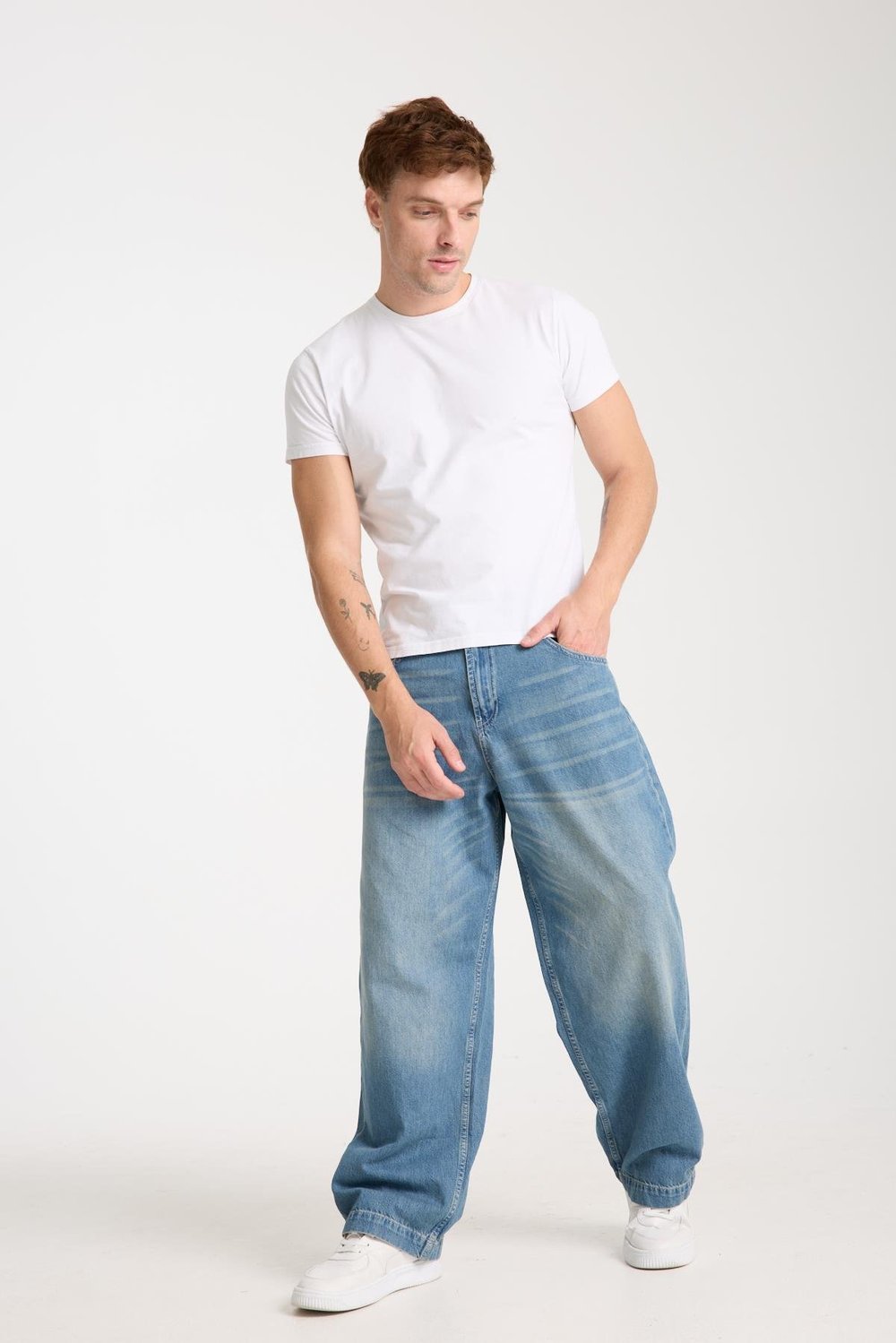 LACARINOErkek Rahat Kalıp Bol Kesim Super Baggy Blue Tint Jean Pantolon