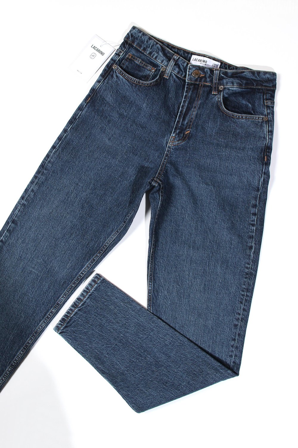 LACARINOErkek Yüksek Bel Dar Paça Dark Blue Jean Pantolon