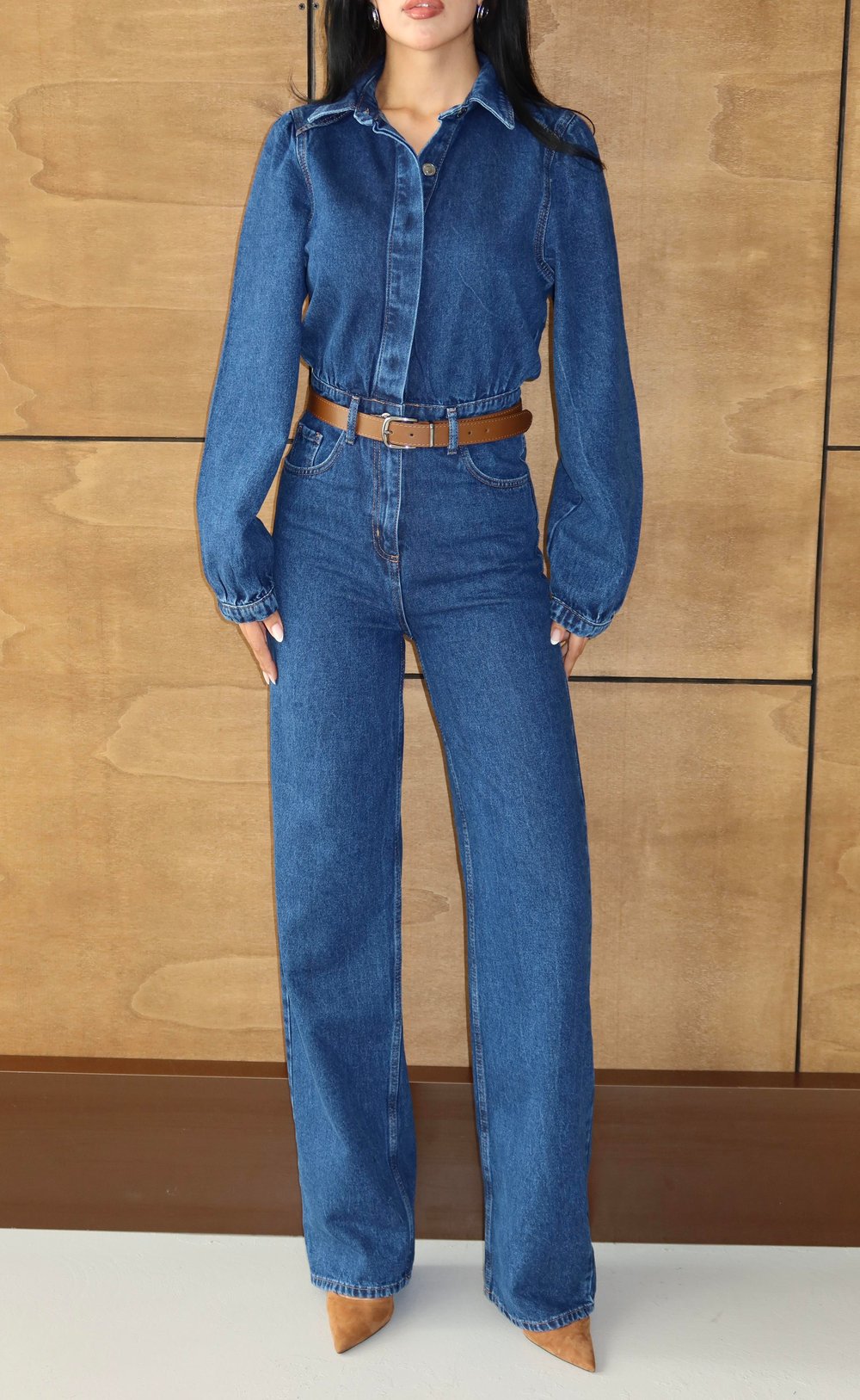 LACARINOKemer Detaylı Dark Blue Tulum 