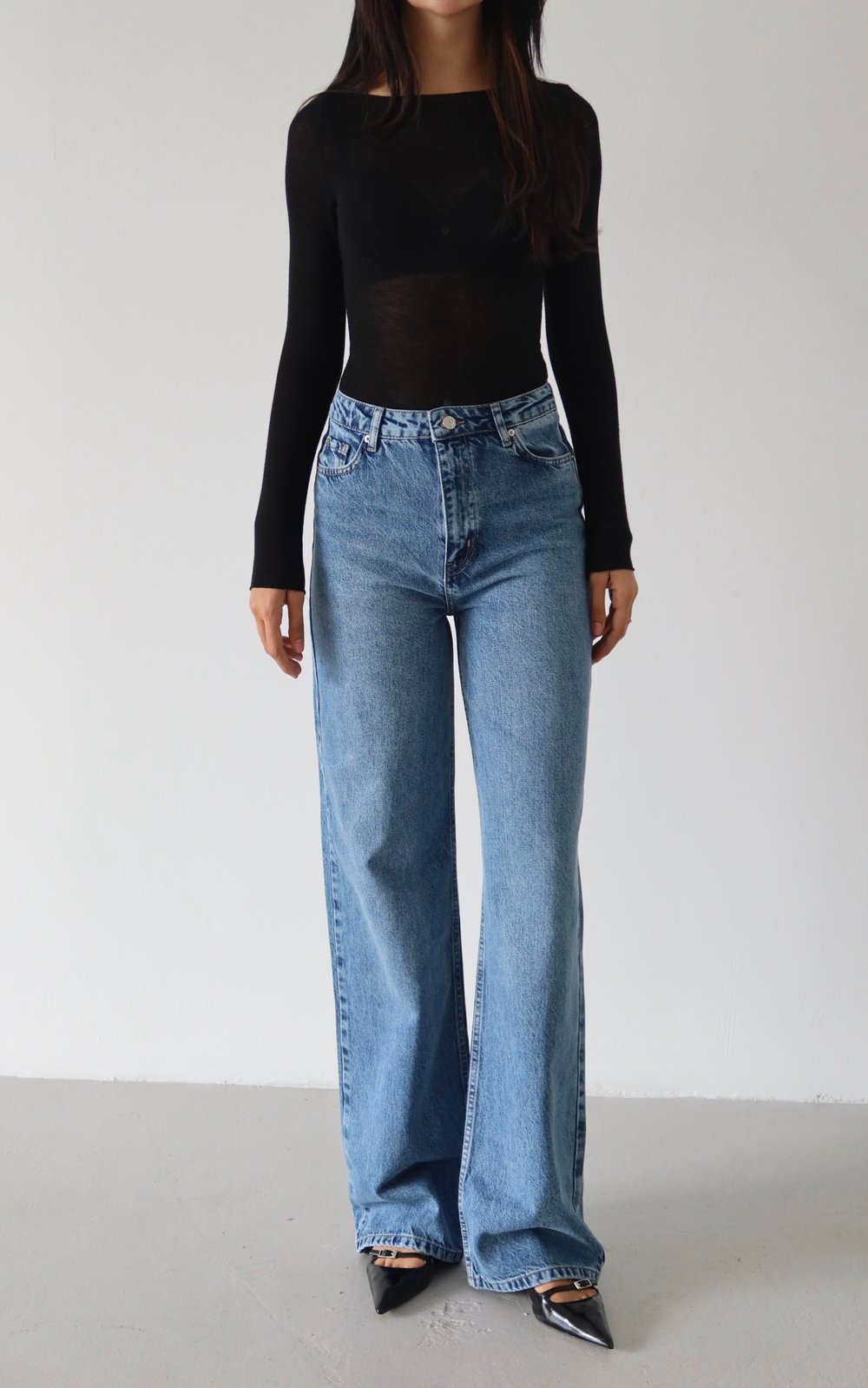 LACARINOKadın Yüksek Bel Boru Kesim Blue Jean Pantolon