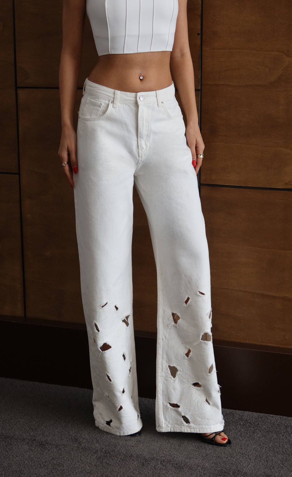 LACARINOBTKM  34/40  EKRU  Nakışlı Pantolon