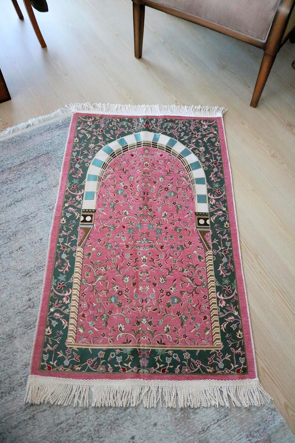 Ravza Desen Dokuma Seccade Gülpembe