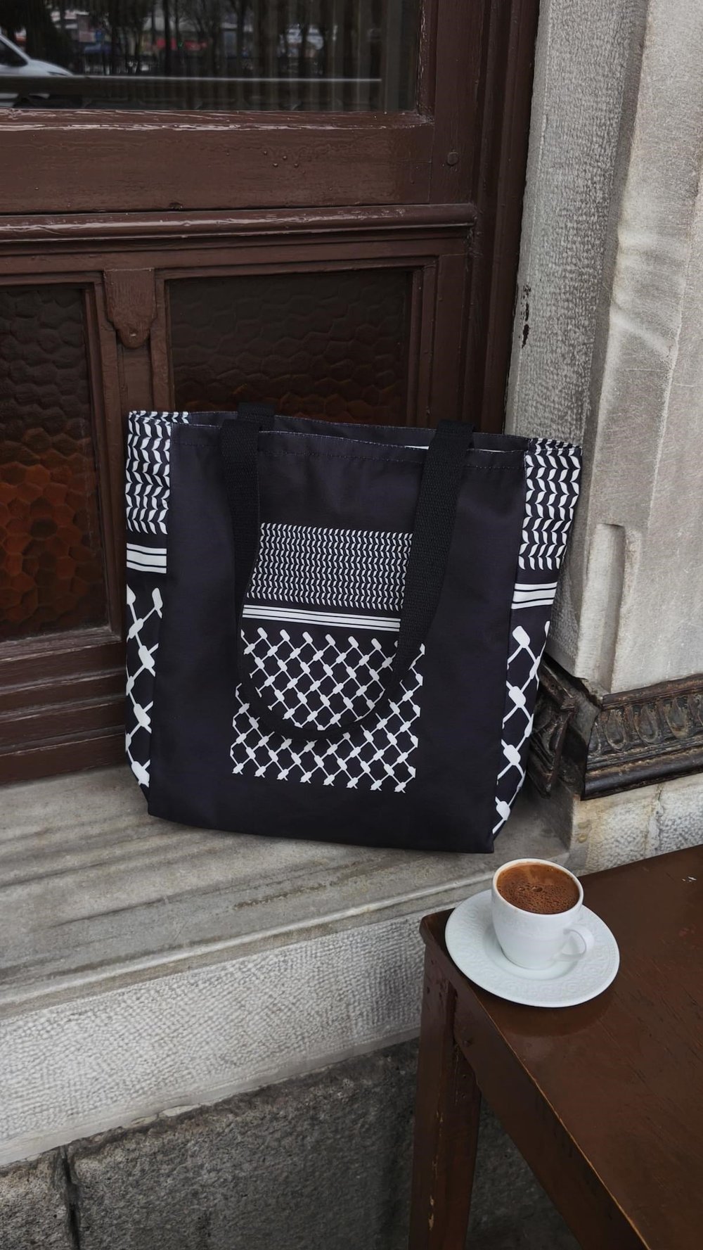 Toptan Filistin Kefiyye Desen Baskılı 390 gram Pamuk Çanta (40*40 cm)