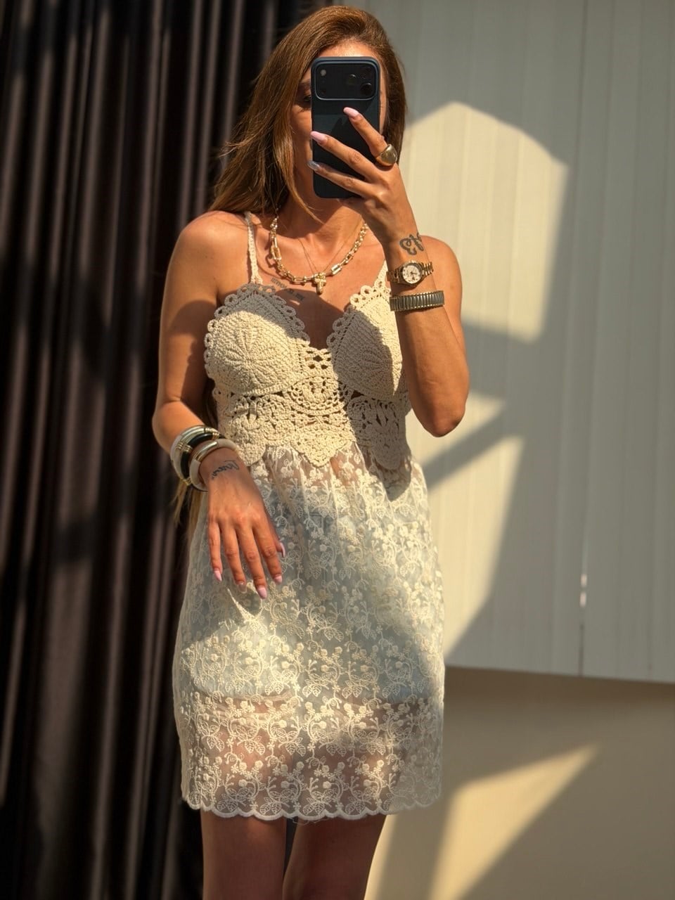 Dantel Ve Güpür Detaylı Bluz Naturel